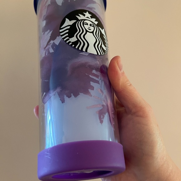 Starbucks Purple Watercolor Cherry Blossom Floral Cold Cup Straw Tumbler 24oz